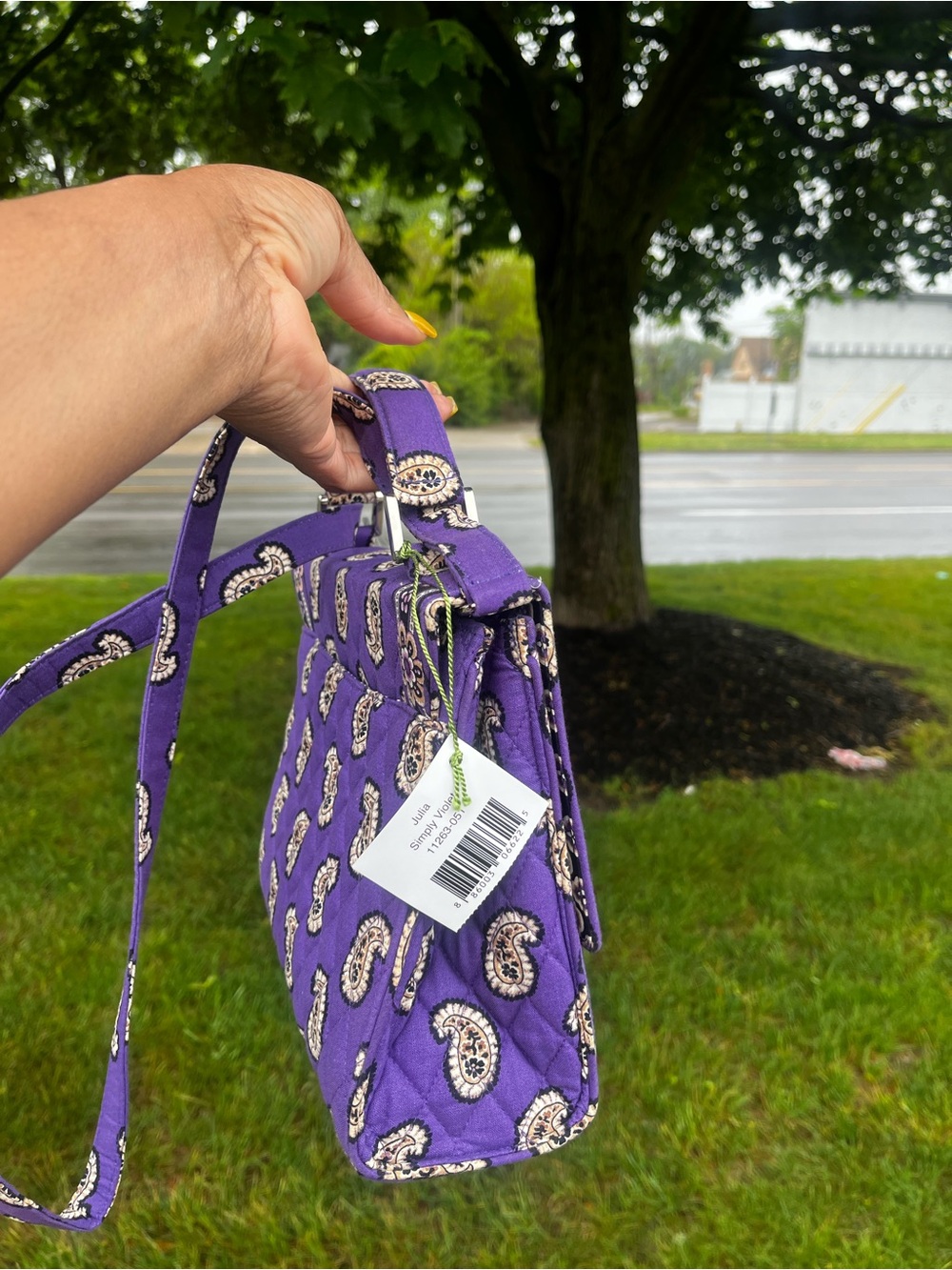 Vera Bradley Julia Purple Quilted Voilet Paisley Satchel Shoulder Bag Turn-Lock - Picture 4 of 11